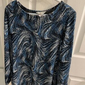 Christopher & Banks Black and Blue Patterned Top
